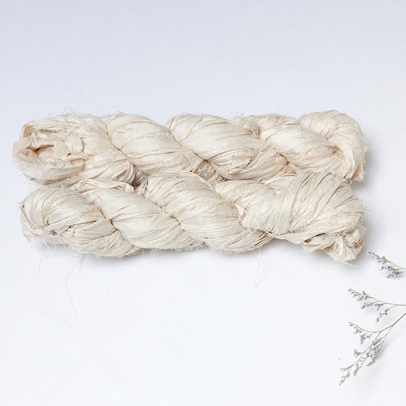 Cinta de seda reciclada color crudo - 100gr