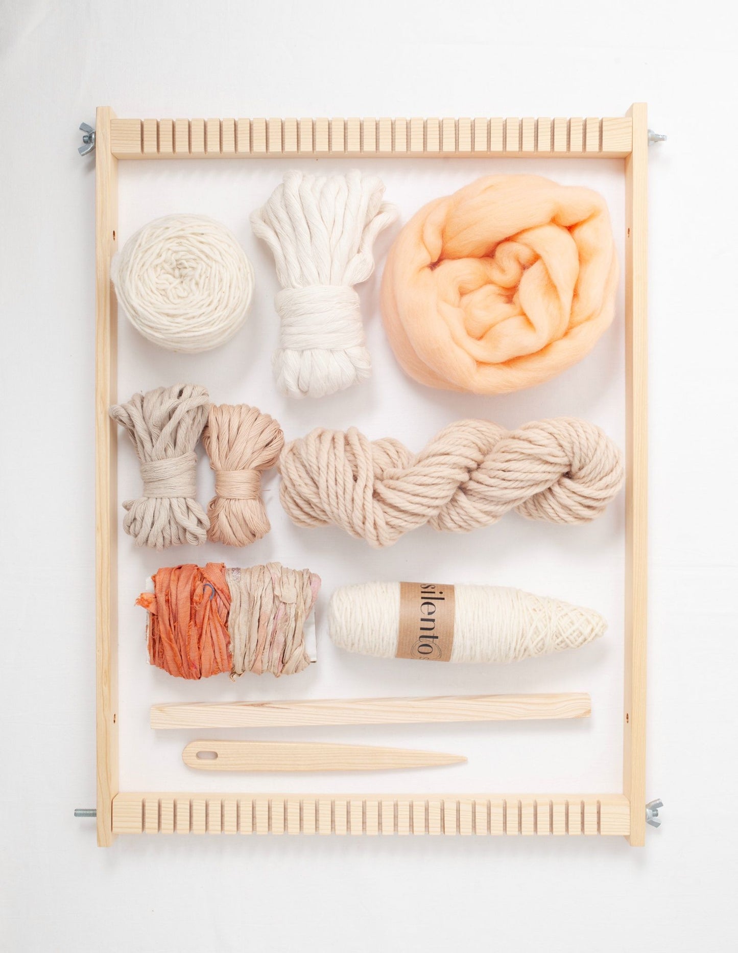 Kit de telar grande – Bastidor + fibras naturales