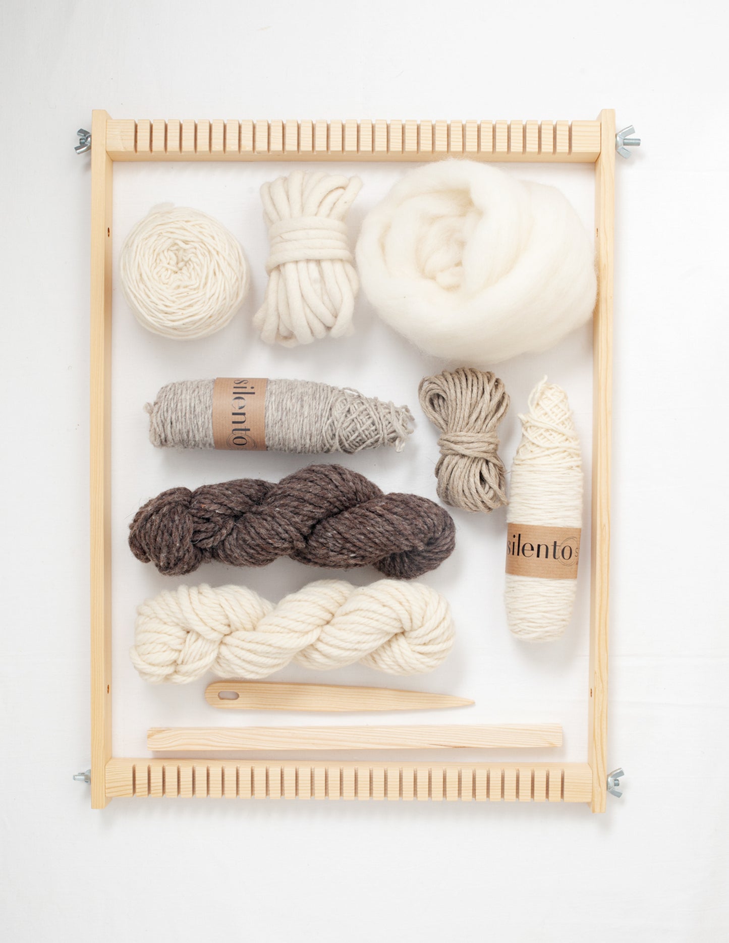 Kit de telar grande – Bastidor + fibras naturales