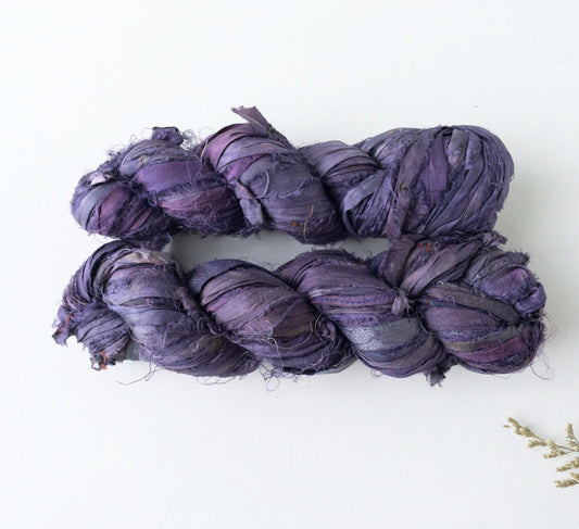 Cinta de seda reciclada color violeta - 100gr