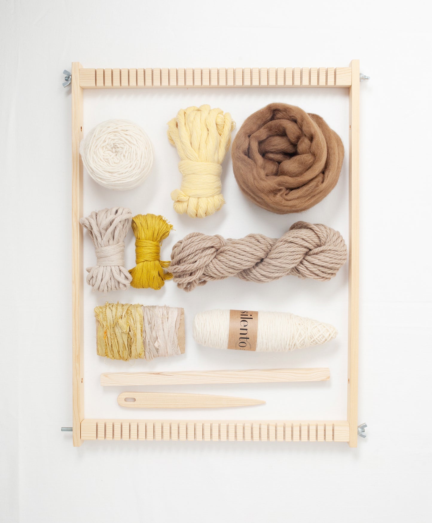 Kit de telar grande – Bastidor + fibras naturales