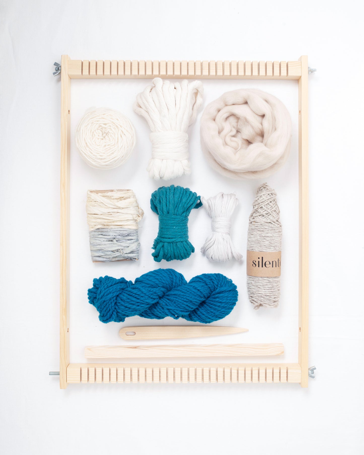 Kit de telar grande – Bastidor + fibras naturales