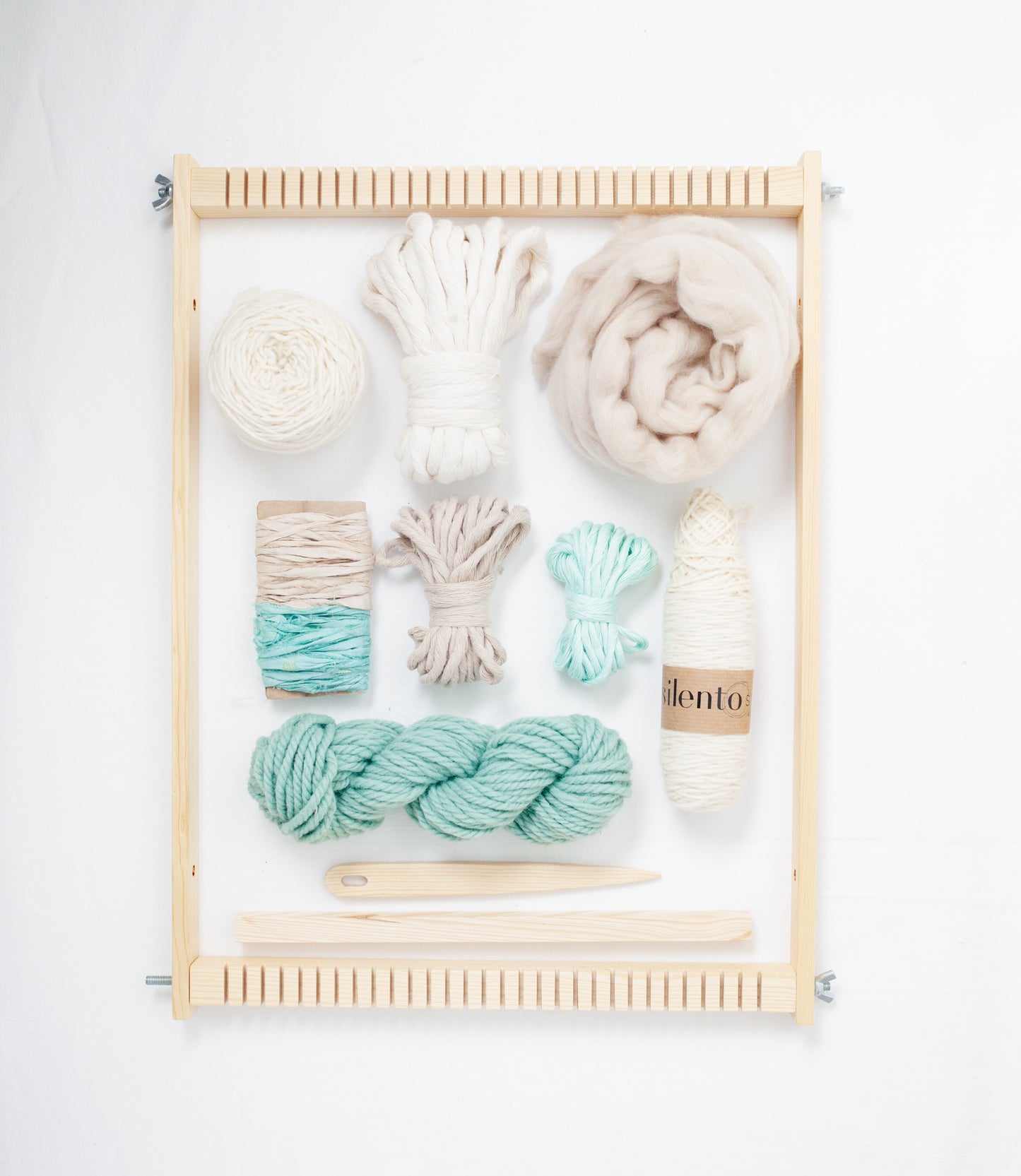 Kit de telar grande – Bastidor + fibras naturales