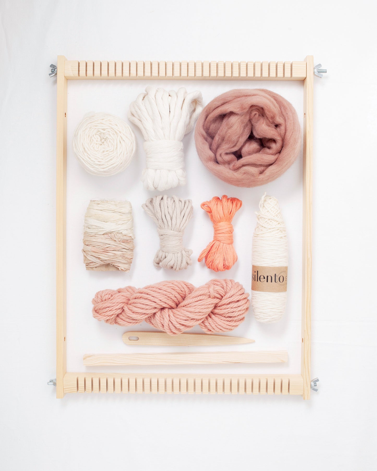 Kit de telar grande – Bastidor + fibras naturales
