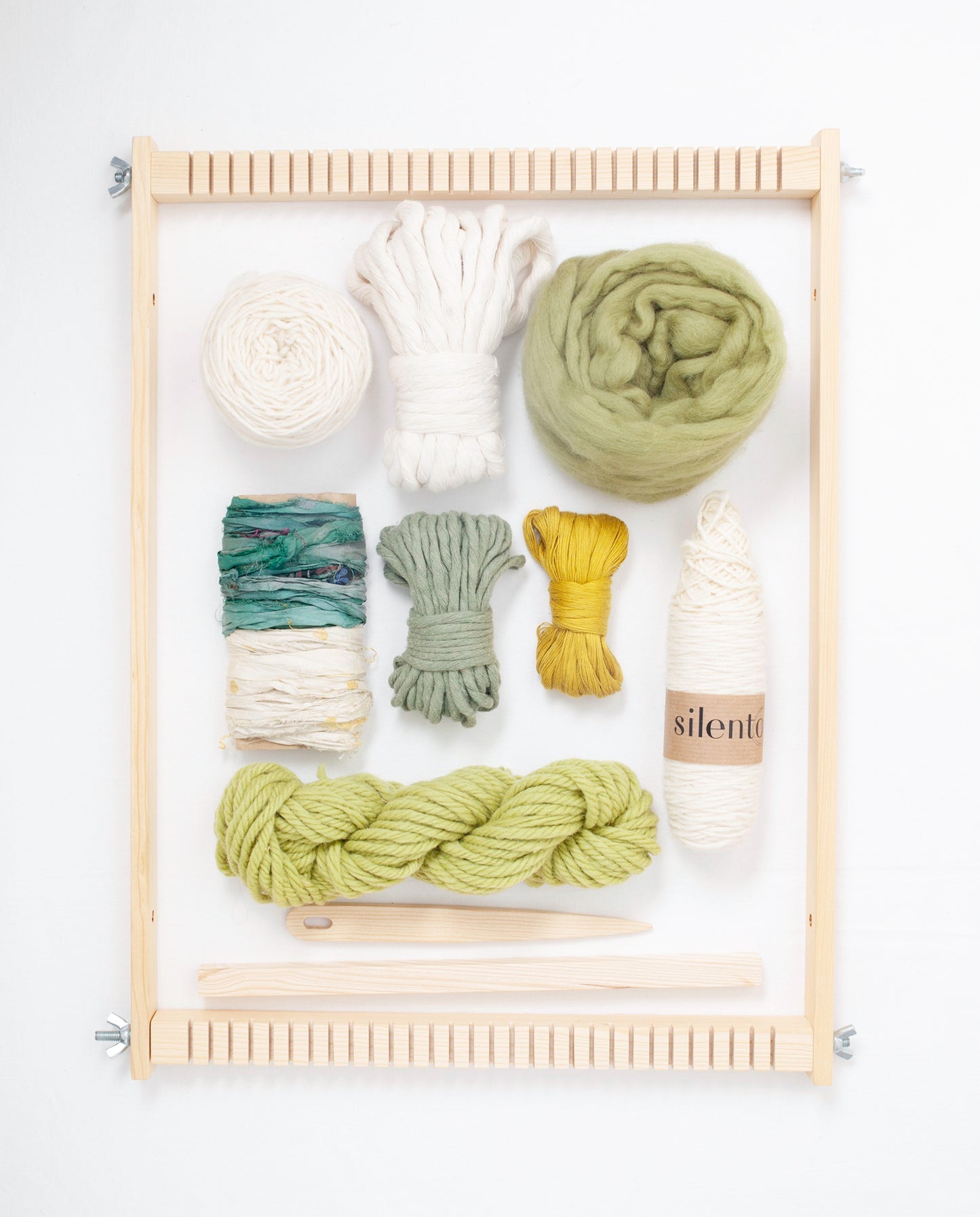 Kit de telar grande – Bastidor + fibras naturales
